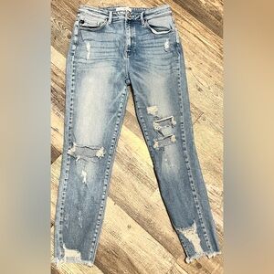 KanCan Juniors Distressed Light Wash Jeans Size 13 HighRise